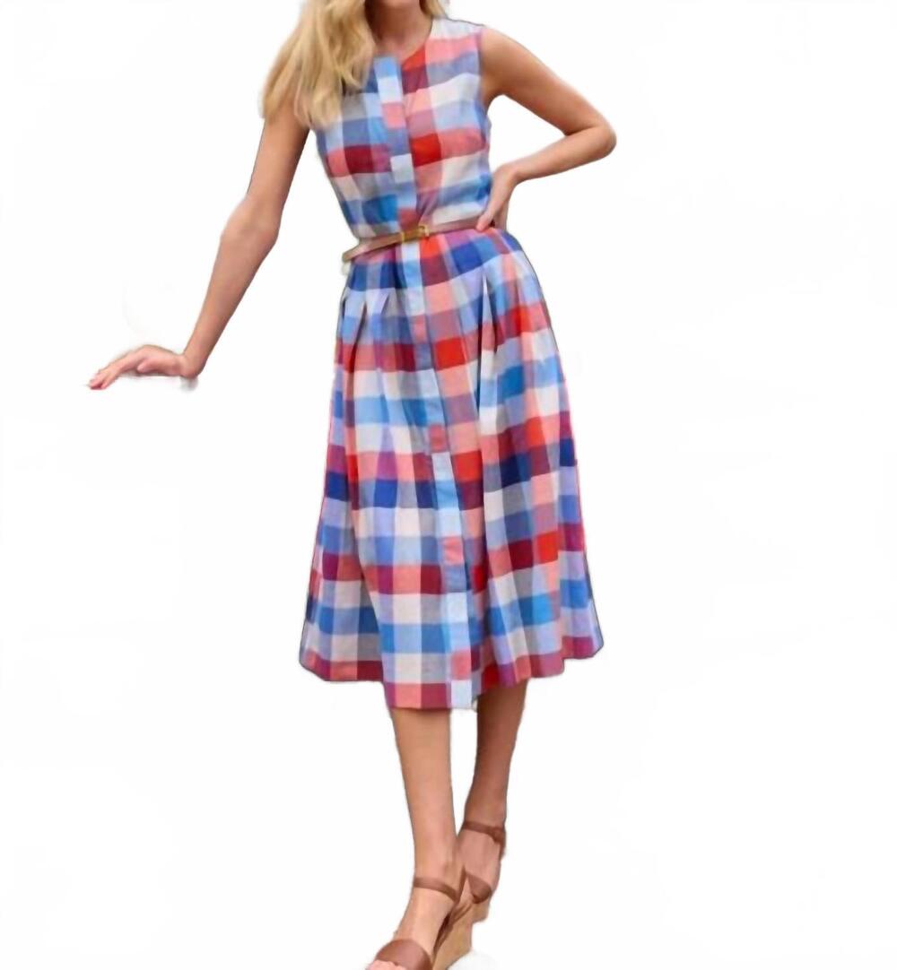 NEW JUDE CONNALLY women - pauline stretch linen cotton in montauk plaid